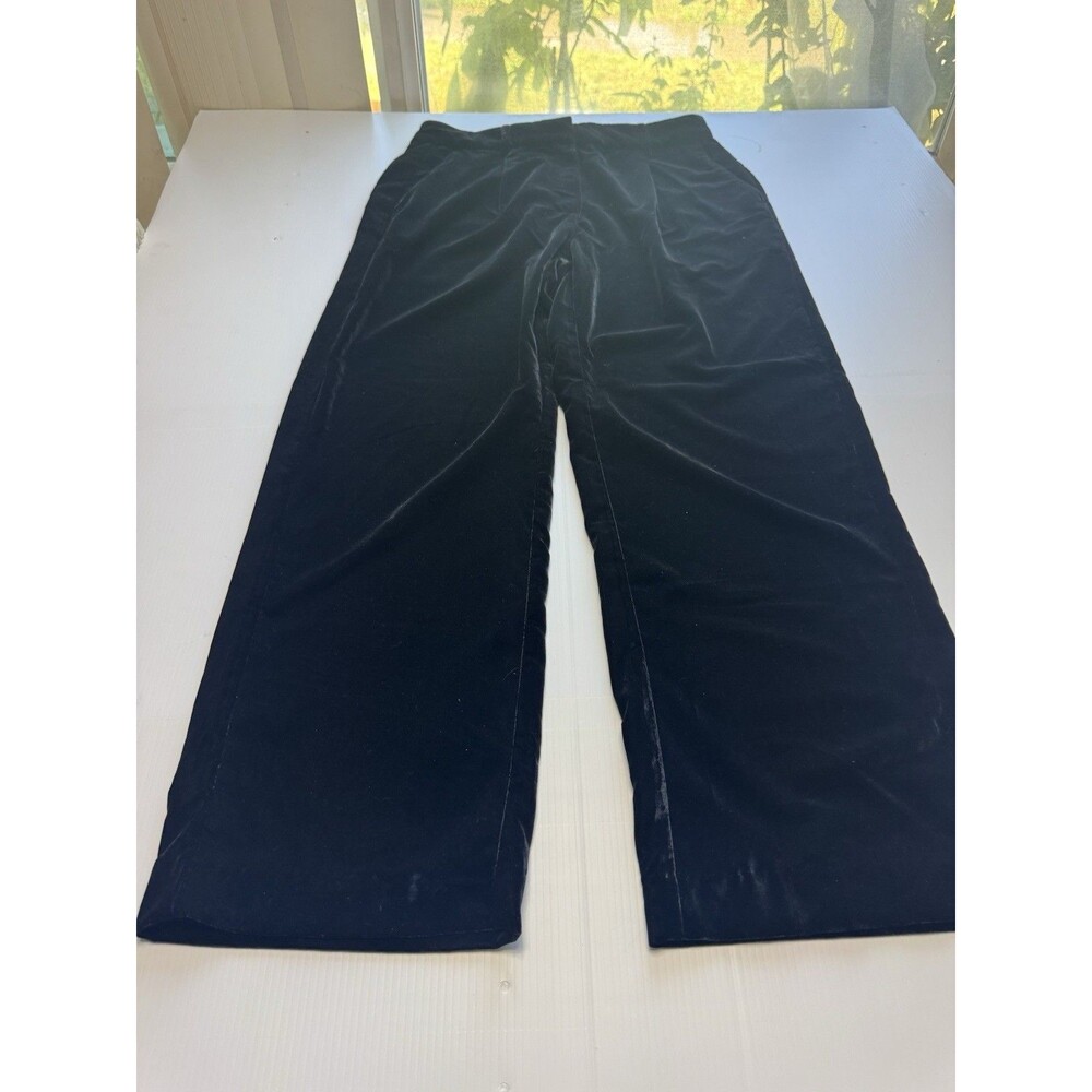 Old Navy Velour Wide Leg Pants Black Petite Medium Pull On Women